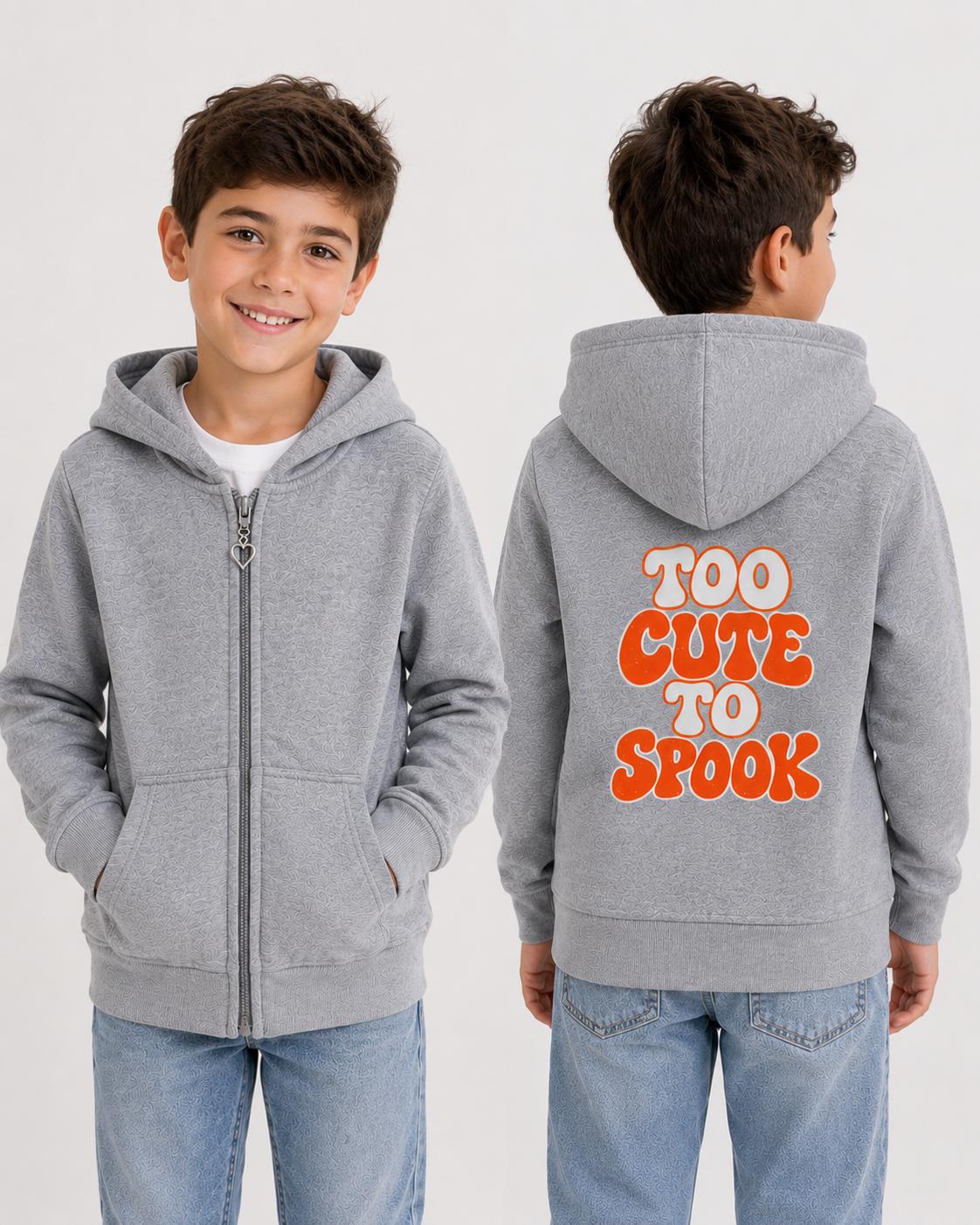 Too Cute to Spook Kids’ Halloween Zip-Up Hoodie – Gray