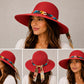 Women's Wide Brim Straw Sun Hat | Multicolor Chain, Floral Scarf Tie, UV Protection
