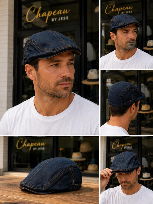 Denim Ivy Flat Cap | Adjustable Vintage Hat