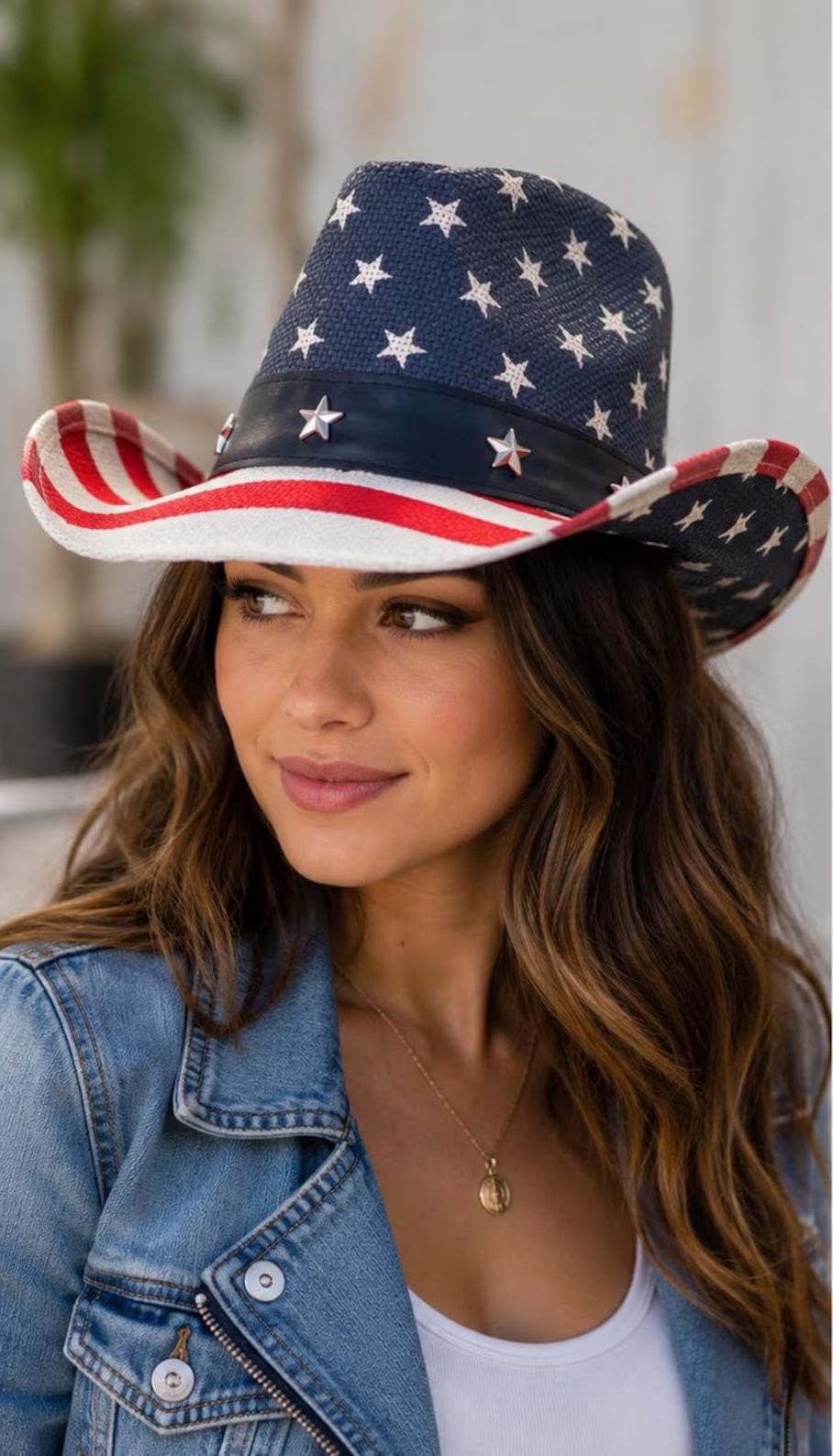 American Flag Cowboy Hat | Stars Stripes Western Straw Rodeo Hat