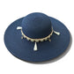 Boho Wide Brim Sun Hat with Shell Tassels | Beach Straw Vacation Accessory