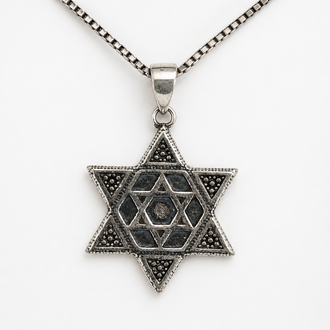 Filigree Star of David sterling silver women's necklace made in Israel