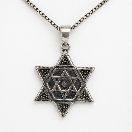 Filigree Star of David sterling silver women's necklace made in Israel