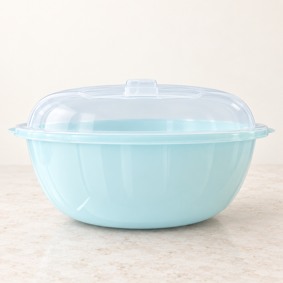 Light blue Hafrashat Challah plastic bowl with translucent lid