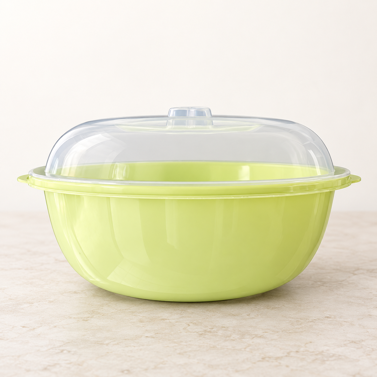 Lime green Hafrashat Challah plastic bowl with translucent lid