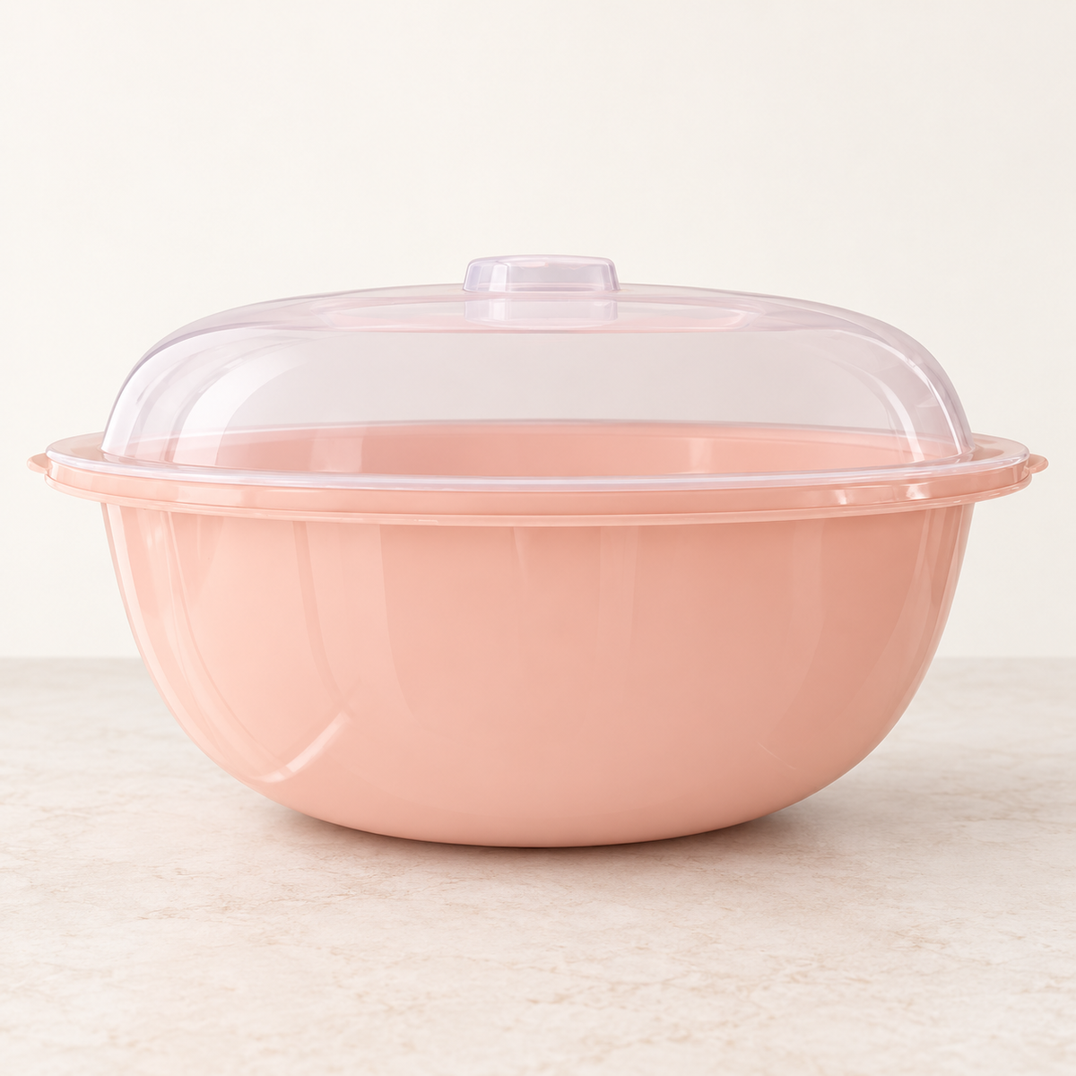 Pink Hafrashat Challah plastic bowl with translucent lid
