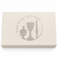 Silver Havdalah artwork on the diamond-textured ivory box lid