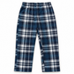 Kids navy blue plaid pajama pants on a white background