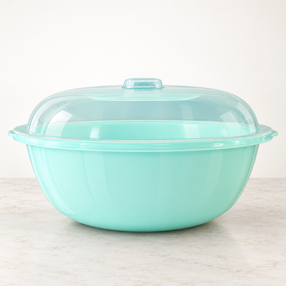 Large mint green Hafrashat Challah plastic bowl with translucent lid