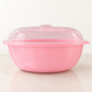 Large pink Hafrashat Challah plastic bowl with translucent lid