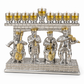 Nickel Klezmer musicians Hanukkah menorah fitted with nine clear oil cups