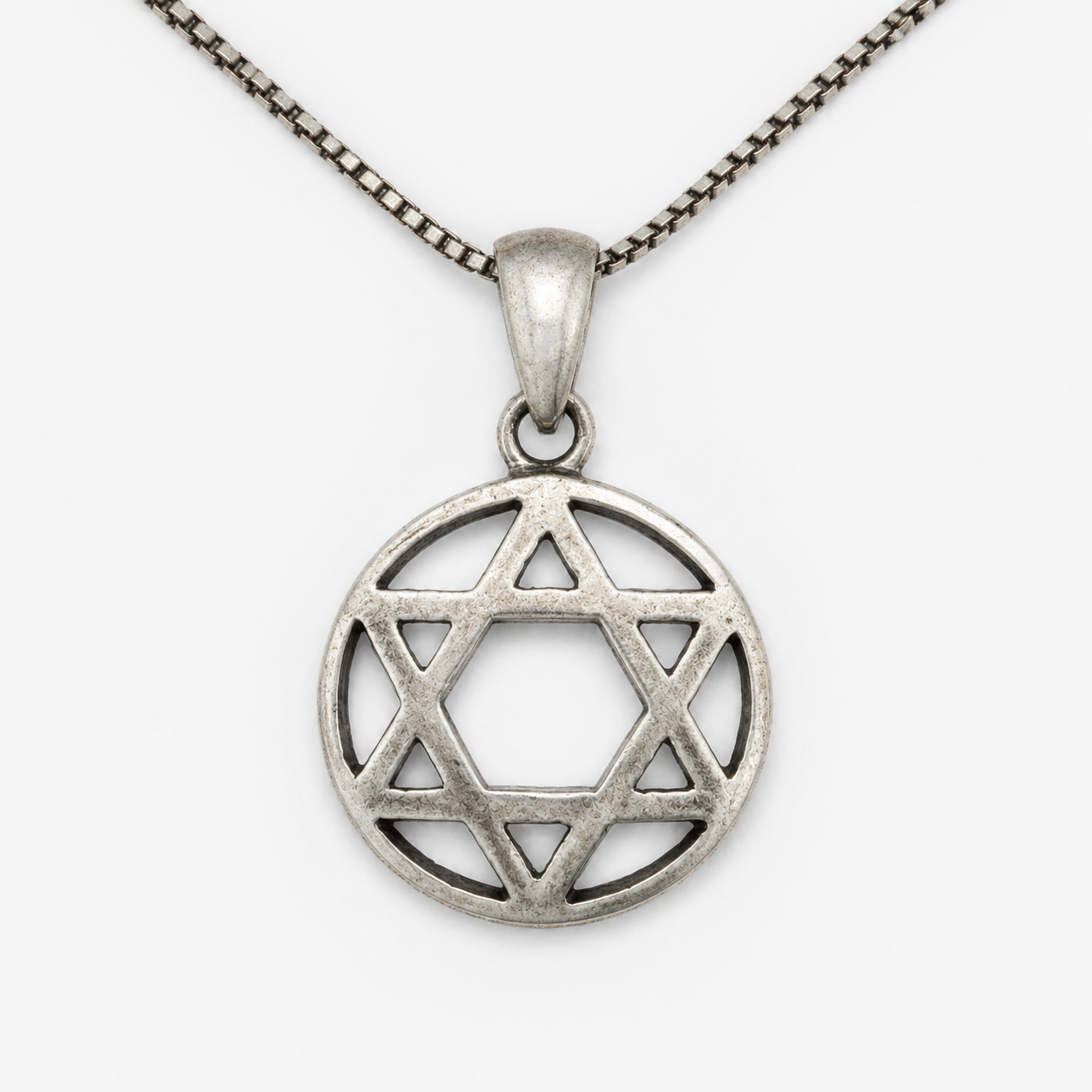 Round Star of David sterling silver women's necklace made in Israel