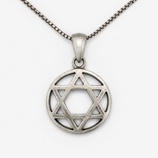 Round Star of David sterling silver women's necklace made in Israel