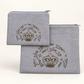 Silver gray poly velvet tallit and tefillin bag set with laser engraved crown design