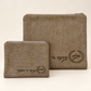 Taupe poly velvet tallit and tefillin bag set with laser engraved laurel wreath design