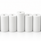 White concrete Hanukkah menorah with nine cylindrical holders and raised center shamash, front view