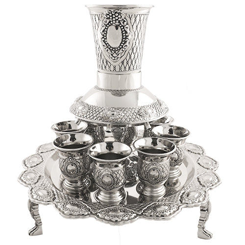 Nickel Plated Wine Divider With 3 Legs And Kiddush Cups