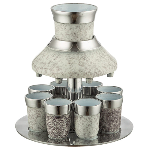 Aluminium Wine Divider With 8 Kiddush Cups 21cm- Pearl