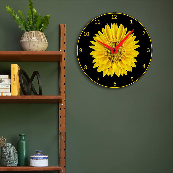 WALL CLOCK , SUNFLOWER, 10” ROUND, ASTRA COLLECTION, SILENT NON TICKING