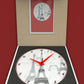 WALL CLOCK , EIFFEL TOWER B&W, 10” ROUND, ASTRA COLLECTION, SILENT NON TICKING