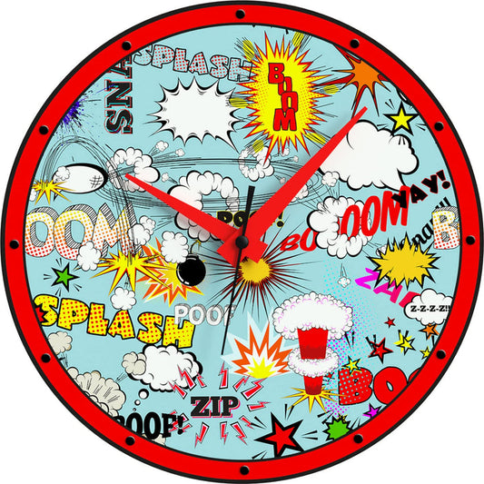 WALL CLOCK , COMICS, 10” ROUND, ASTRA COLLECTION, SILENT NON TICKING