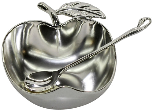 Honey Dish Silver Plated With Spoon  4"D
