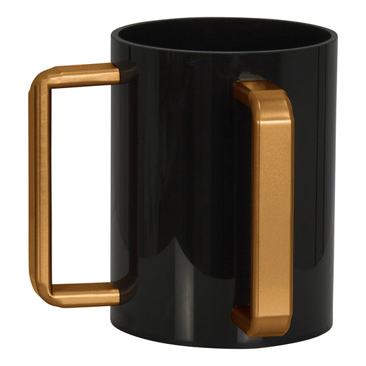 Lucite Wash Cup Black with Gold Handles