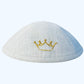 Father and Son Kippot - crown ( Keter ) Matching Embroidered Linen Yarmulkes
