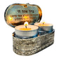 Nickel Travel Size Candlesticks In A Box With Cover 4x9 Cm - "Jerusalem"