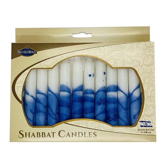 Safed Shabbat Candle - 12 Pack - ocean Blue -  5.5" Made in Israel