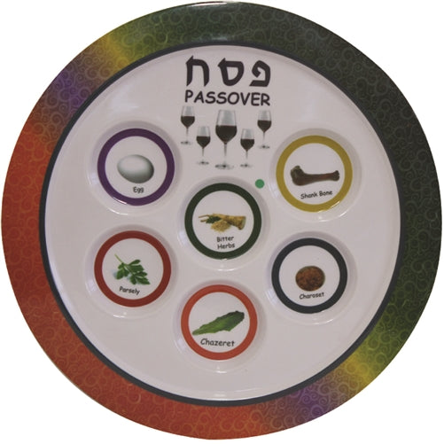 Beautiful Melamine Seder Plate Round - Colorful - 12" D