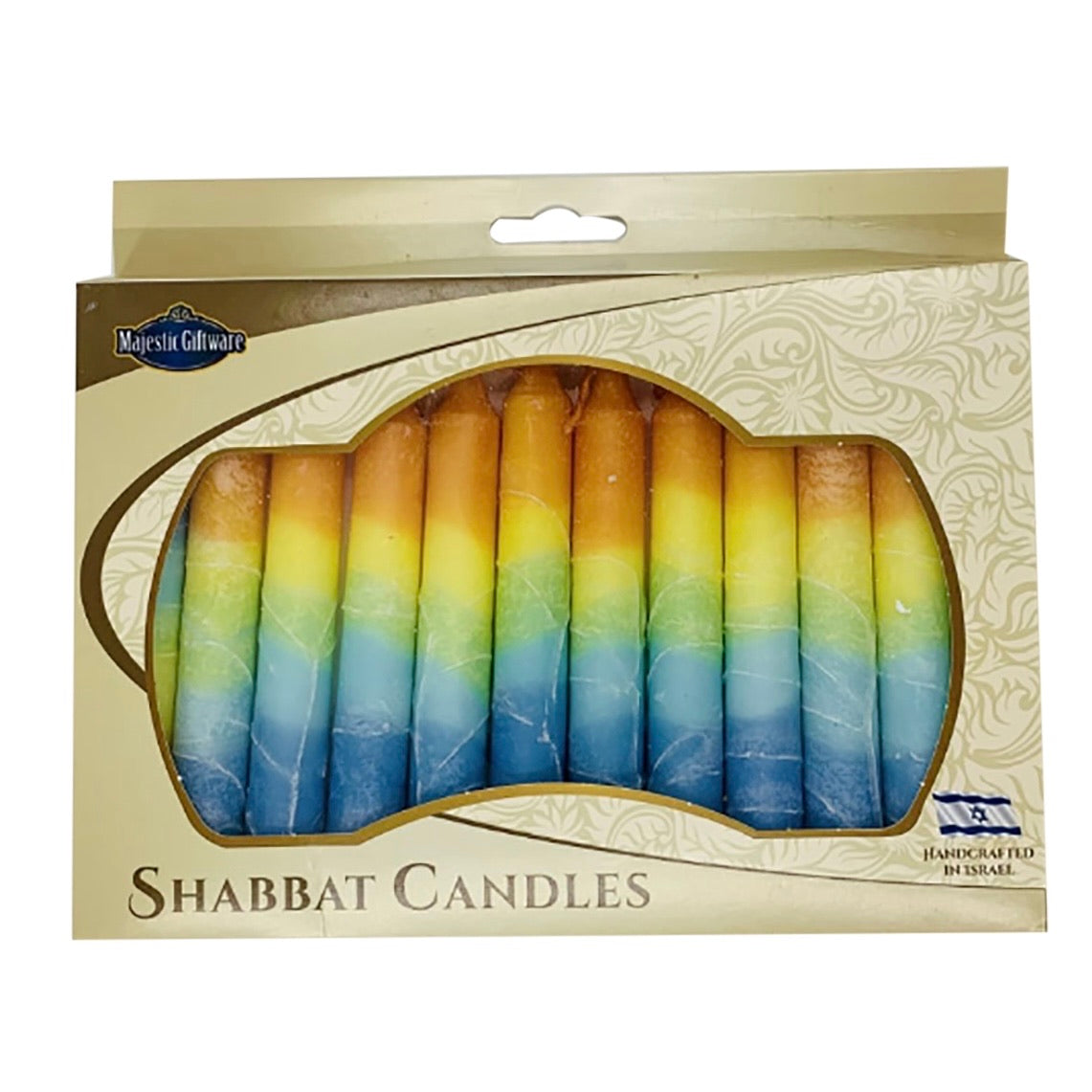 Safed Shabbat Candle - 12 Pack - Fantasy Orange -  5.5" Made in Israel