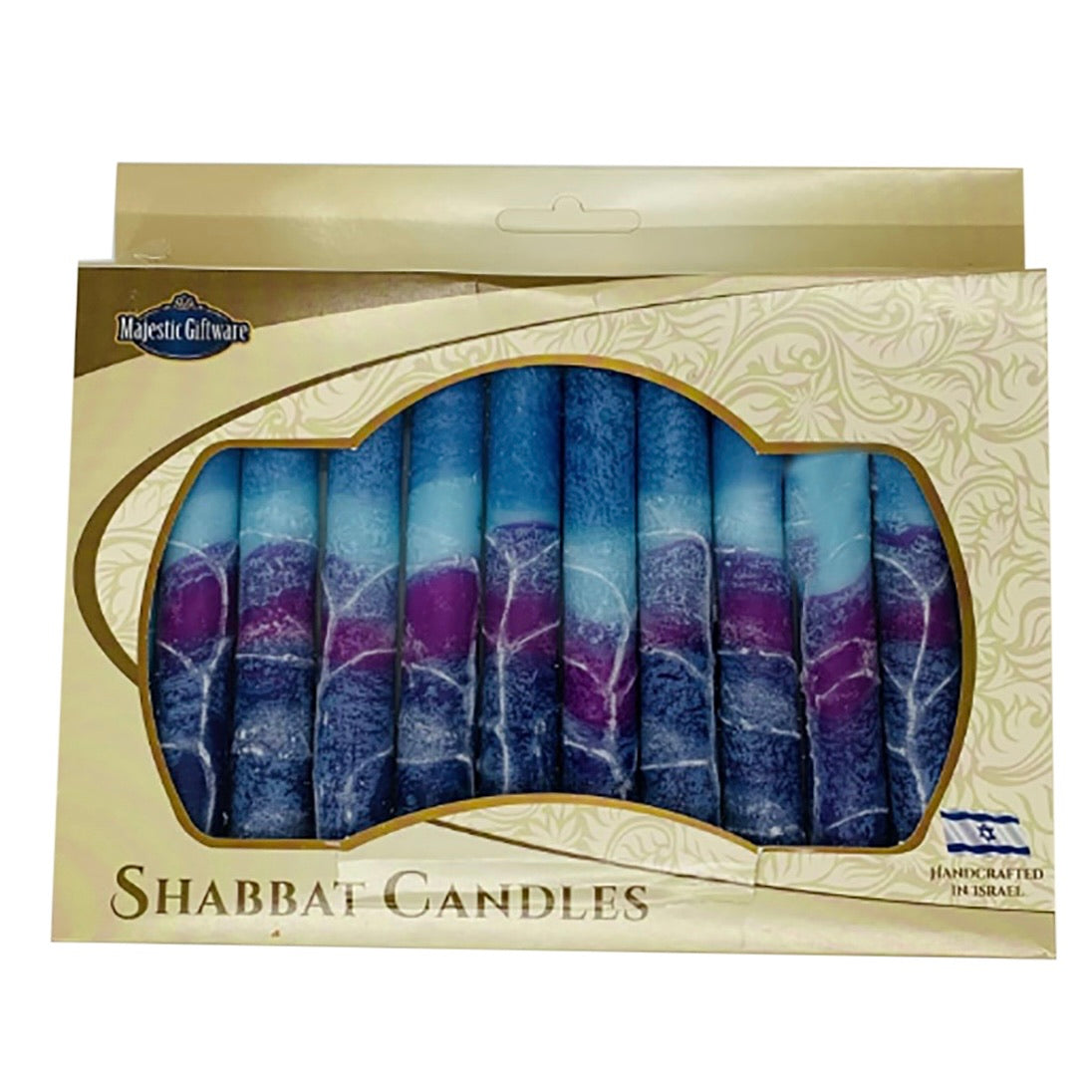 Safed Shabbat Candle - 12 Pack - Fantasy Blue -  5.5" Made in Israel