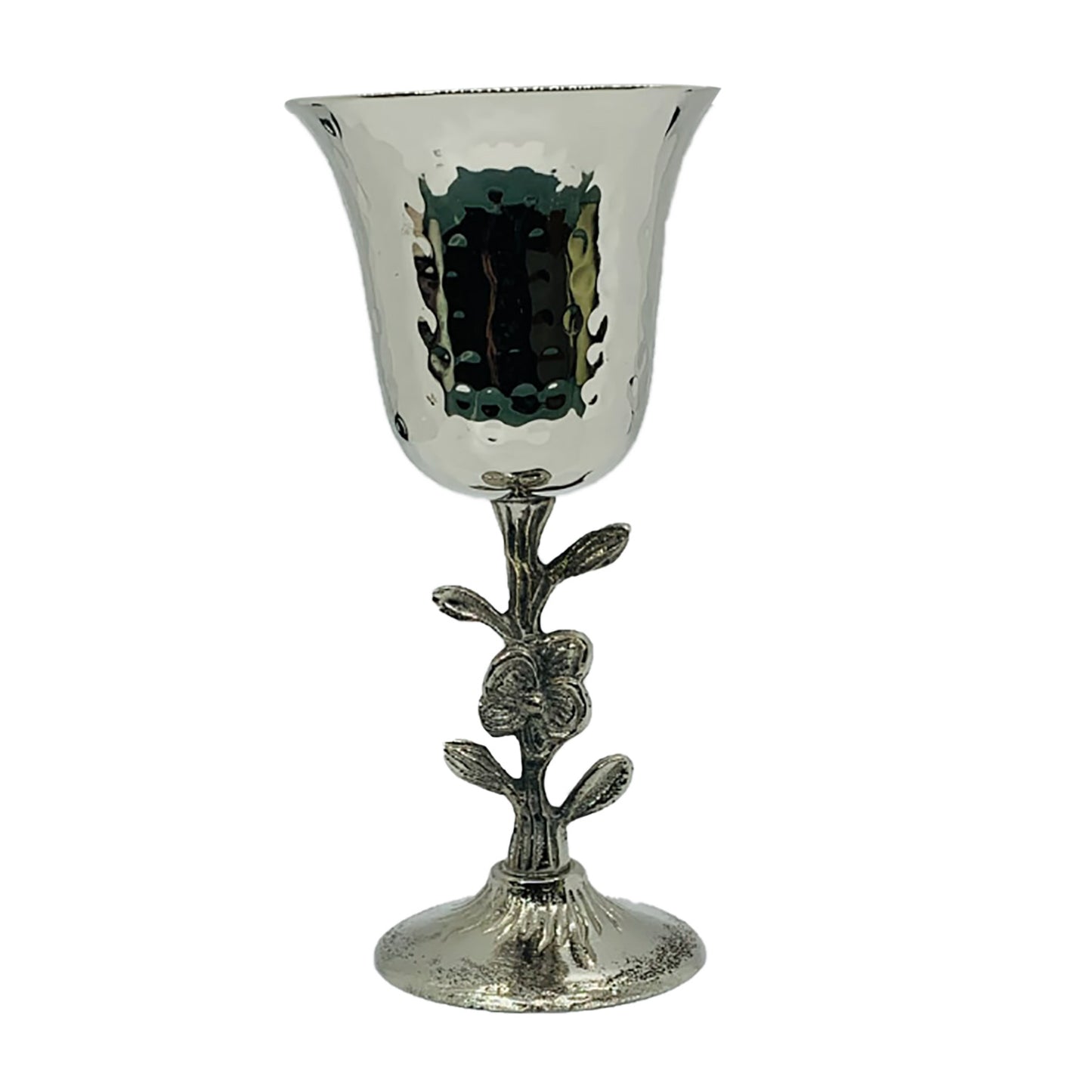 Gorgeous Kiddush Cup Hammered Nickel 6.75"H