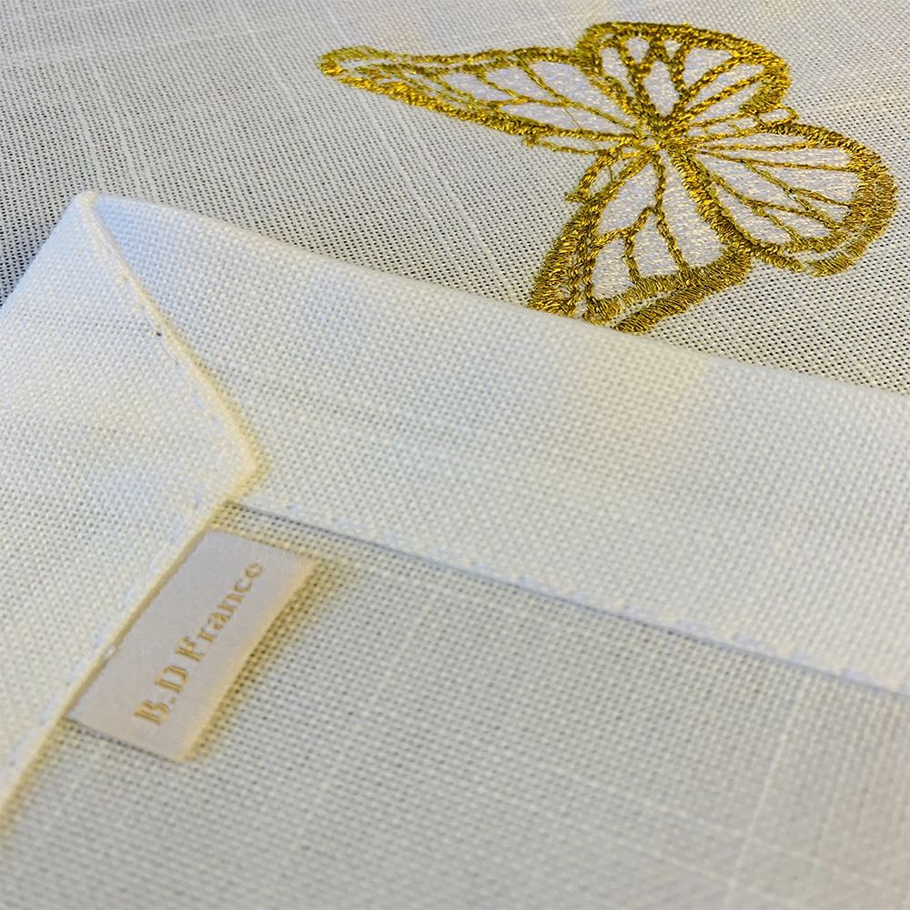 A Breath Taking Embroidered Gold Butterfly Placemats Napkins Set